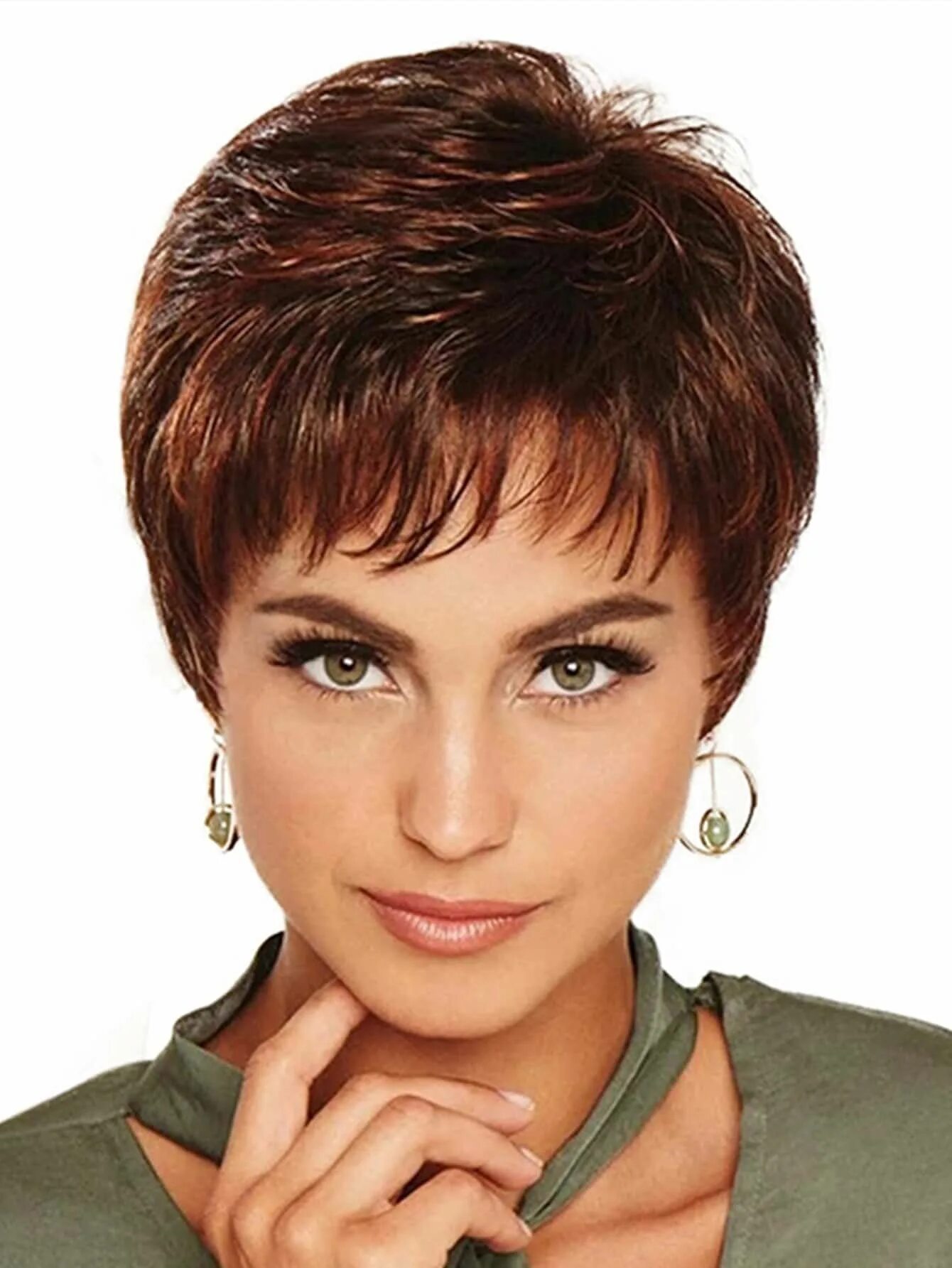 Красивые женские стрижки 1 peça mulheres fashionable curto encaracolado Peruca sintética com lado Franja 