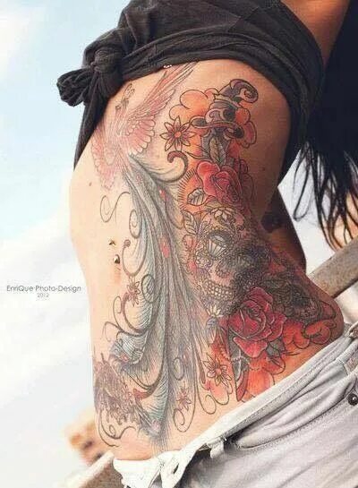 Красивые женские тату фото Pin by Carmelia Booth on Tattoos Belly tattoos, Stomach tattoos, Peacock tattoo