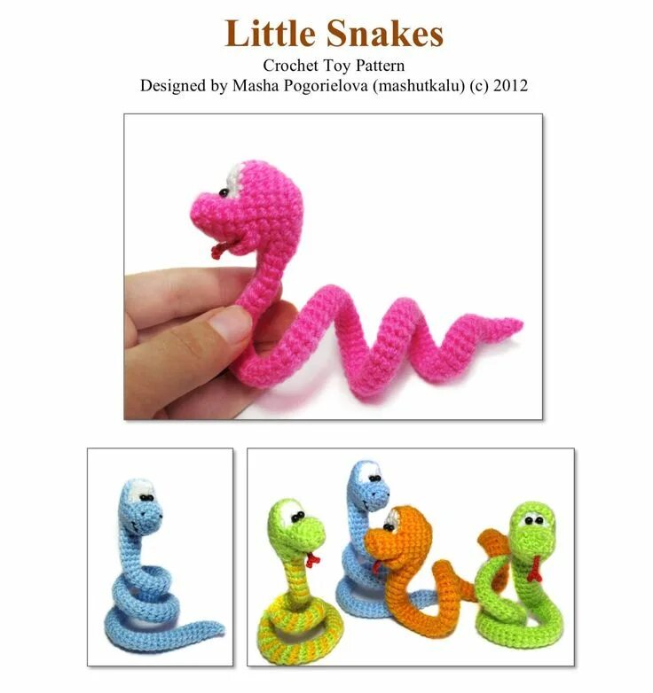 Красивые змейки крючком со схемами Little Snake pdf crochet toy pattern amigurumi pattern photo tutorial - Etsy Fra