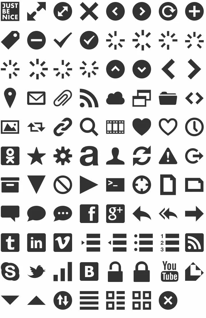 Красивые значки и символы для оформления Free Font Web Symbols by Just Be Nice Studio Font Squirrel Dingbat fonts, Free d
