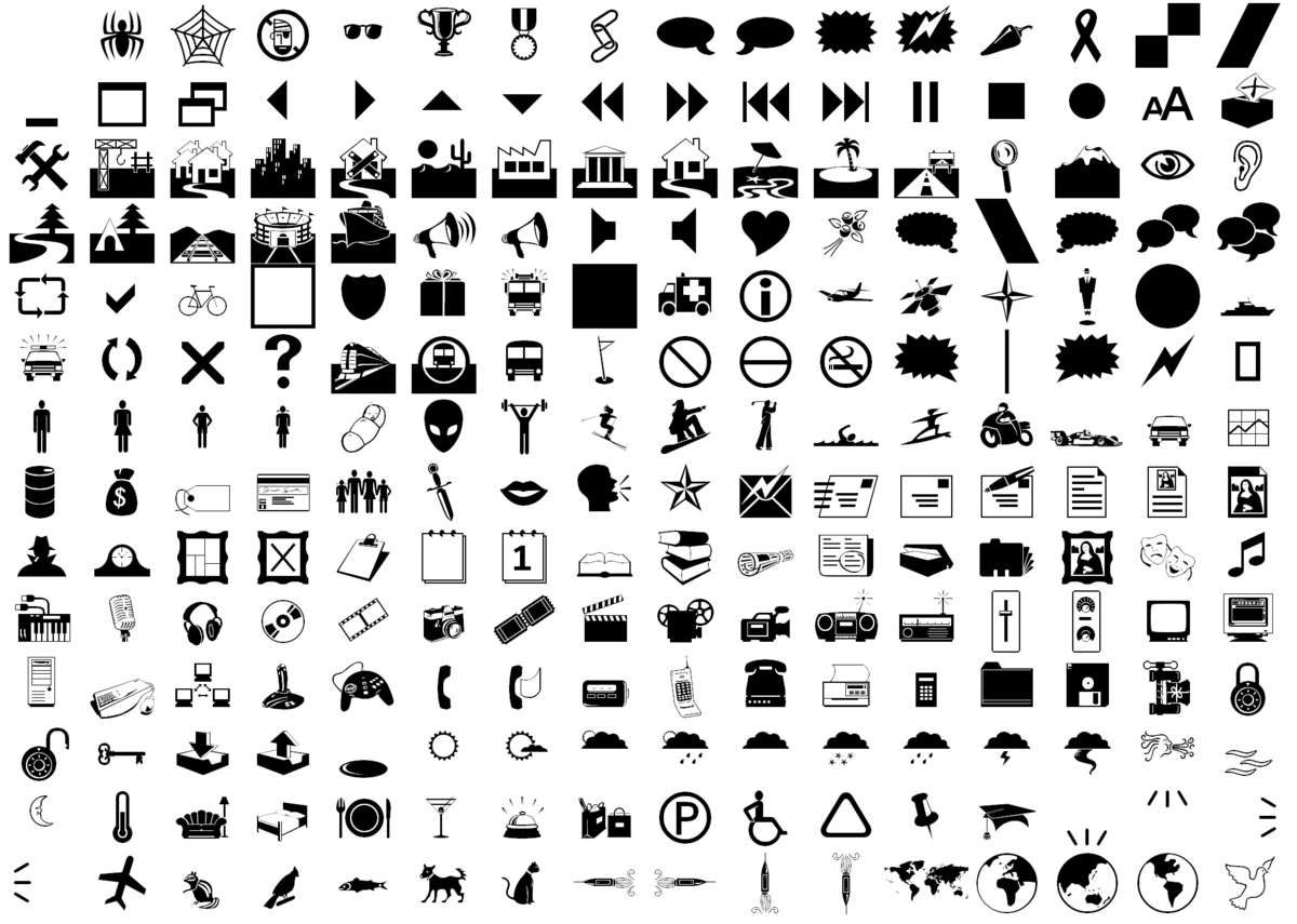 Красивые значки и символы для оформления текста Файл:Webdings-big.png - Википедия