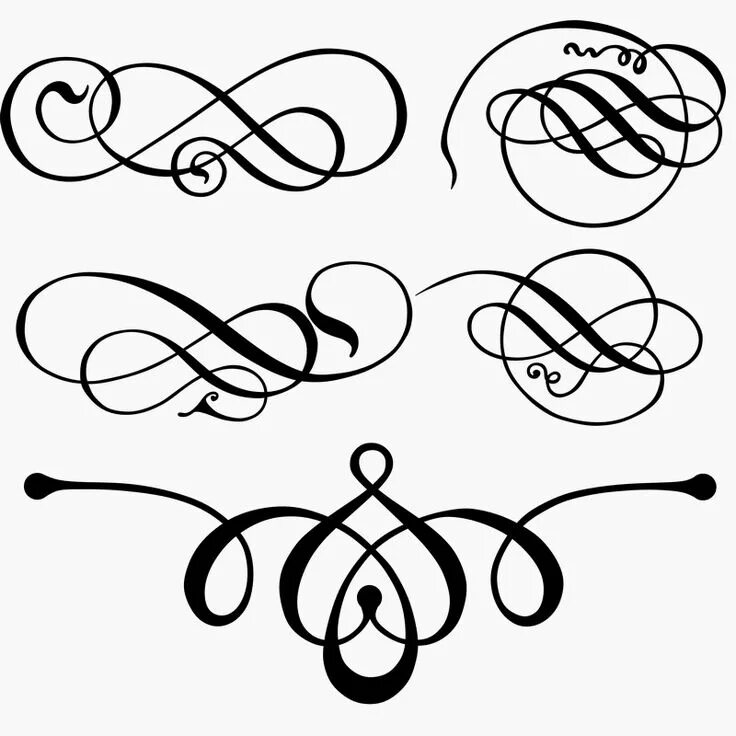 Красивые знаки для оформления Decorative Flourish Hand lettering, Clip art, Pattern