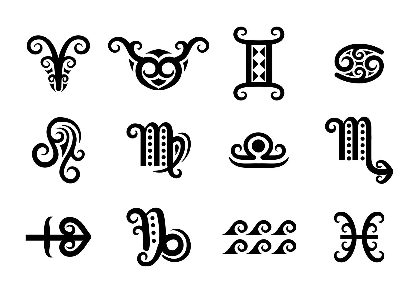 Красивые знаки для оформления Koru Zodiac Sign Vector 123887 Vector Art at Vecteezy