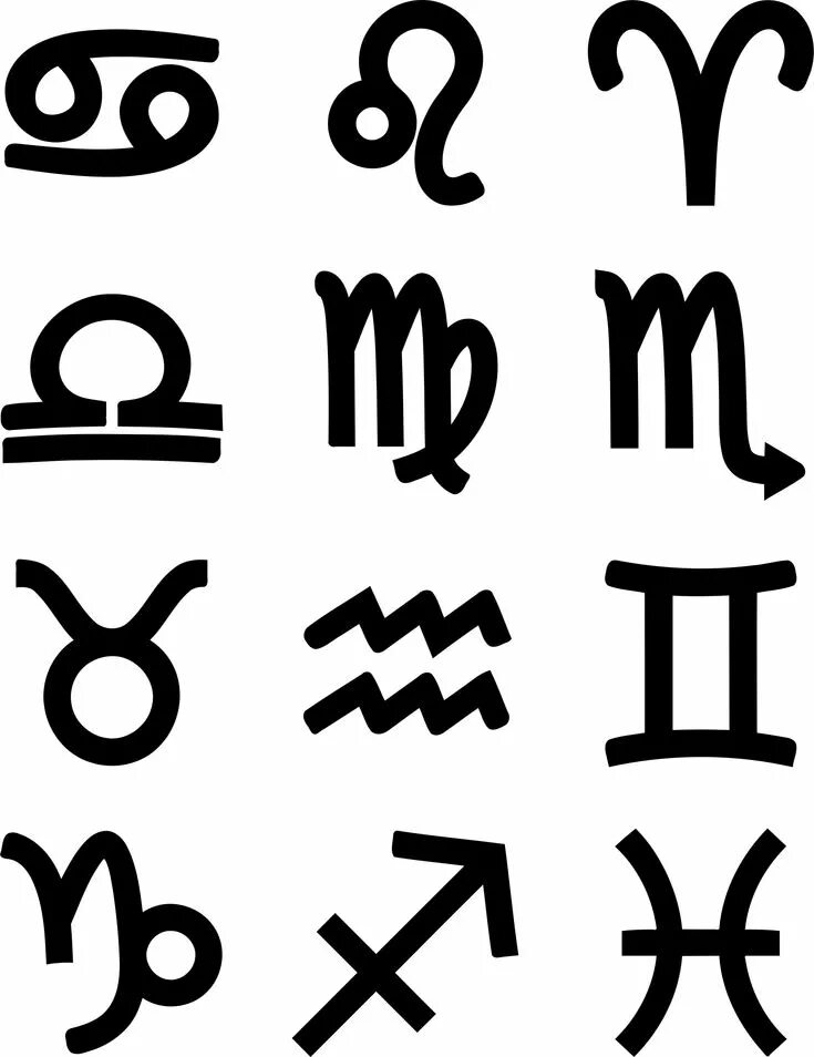 Красивые знаки для оформления Bold zodiac symbols by Firkin Zodiac symbols, Symbols, Zodiac