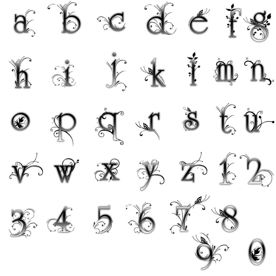 Красивые знаки для оформления ников letters2 Lettering alphabet, Lettering, Floral font