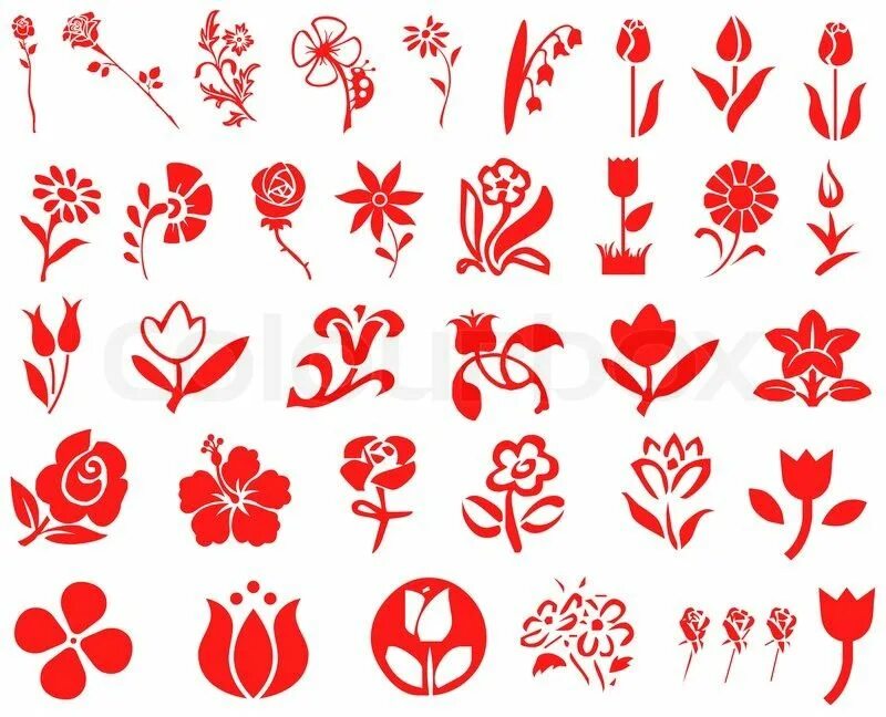 Красивые знаки для оформления ников Flowers icon symbol set red Stock Photo Colourbox on Colourbox Flower icons, Red