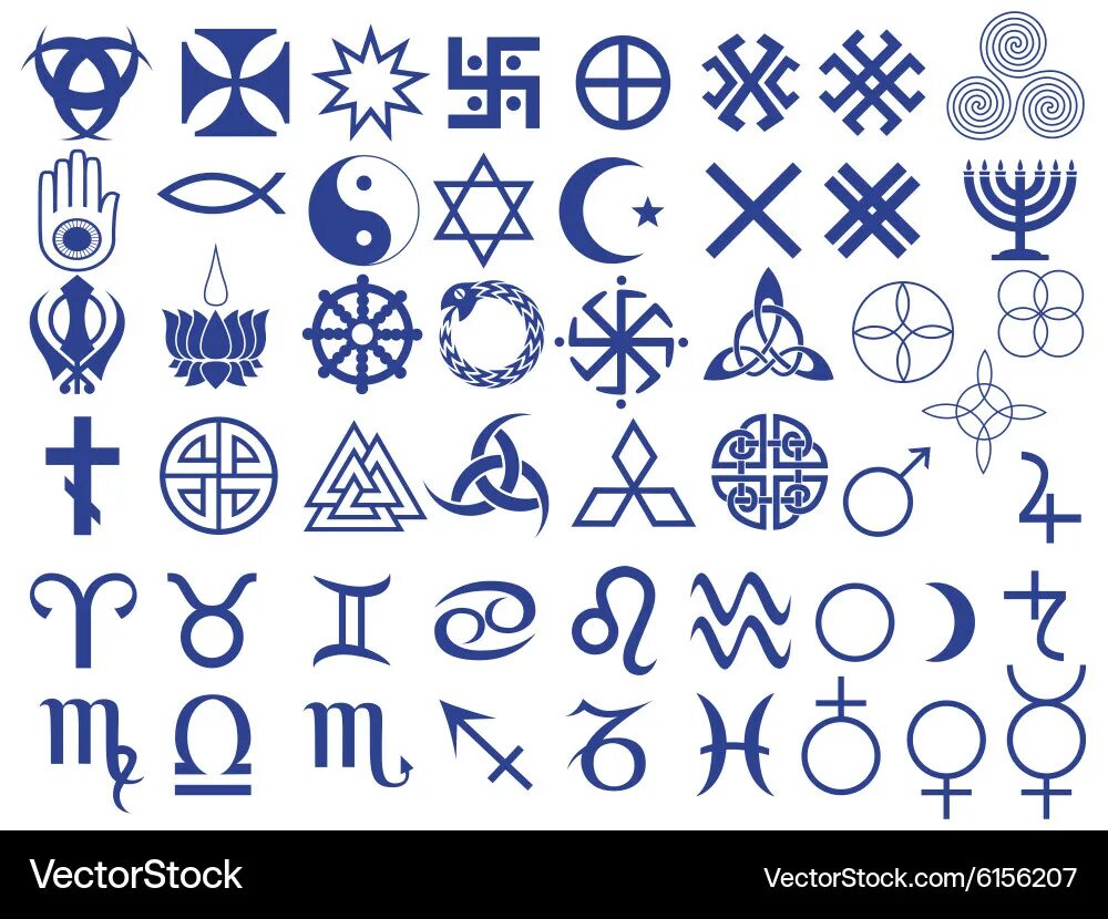 Красивые знаки и символы для оформления Different symbols created by mankind Royalty Free Vector