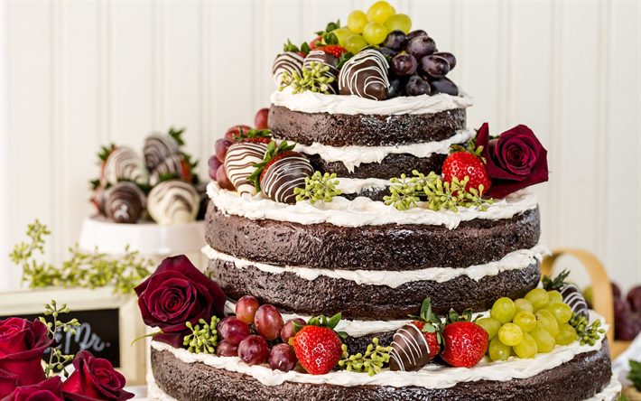 Красивых тортов фото домашних Download wallpapers wedding cake, fruit, chocolate multi-tiered cake, wedding co