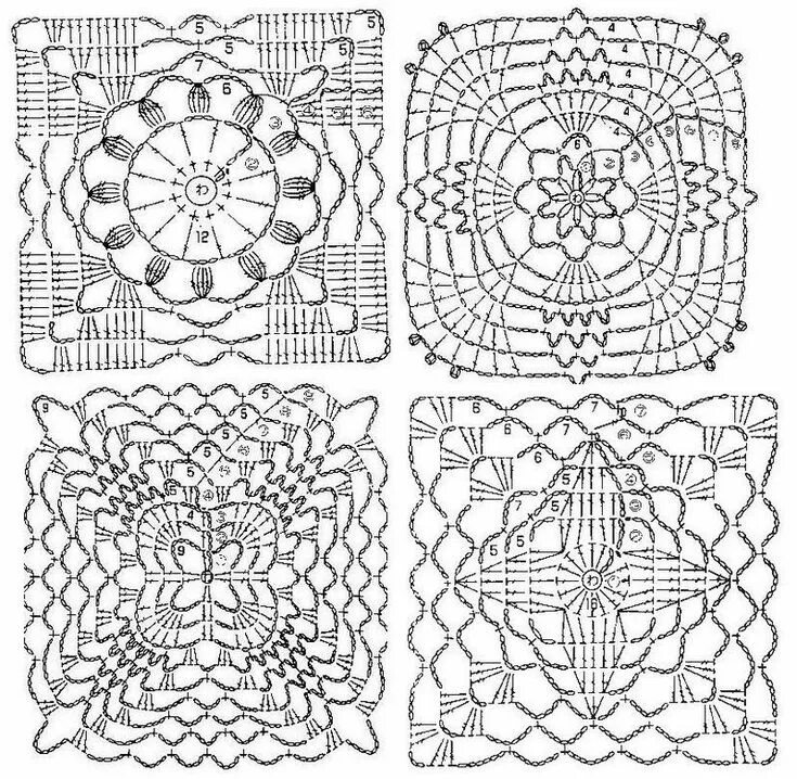 Красивый ажурный квадрат крючком схемы Pin on большие мотивы Crochet square blanket, Granny square crochet pattern, Cro