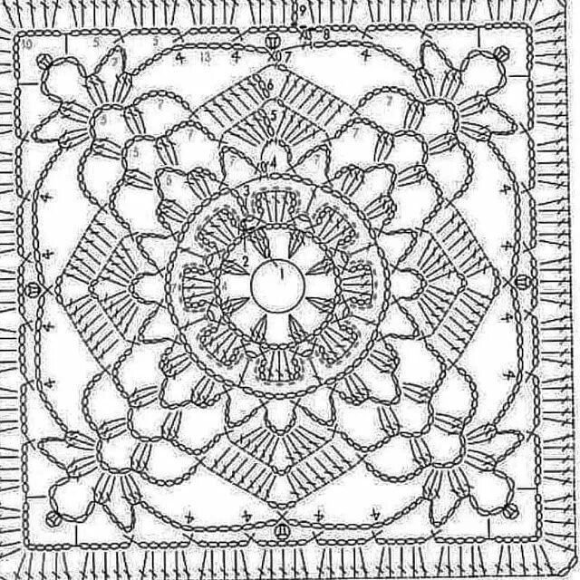 Красивый ажурный квадрат крючком схемы Square Lindo Granny square crochet pattern, Granny square crochet patterns free,