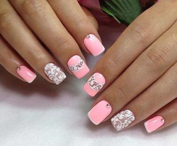 Красивый бело розовый маникюр Картинки по запросу розово белый френч Nails, Flamingo nails, Nail art