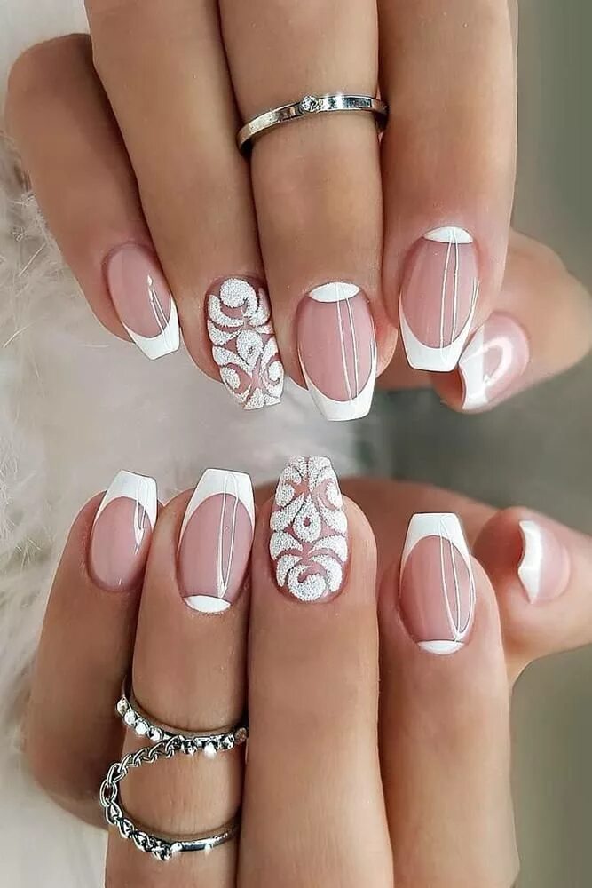 Красивый белый френч маникюр White Nail Designs 30 Best Ideas For Wedding 2024 Guide French tip nail designs,
