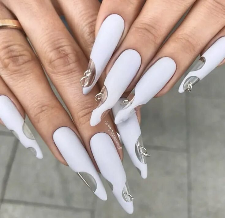 Красивый белый маникюр на длинные Pin on Nails Just