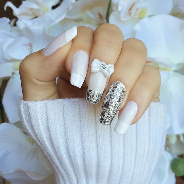 Красивый белый маникюр на длинные Pin on Salon nails