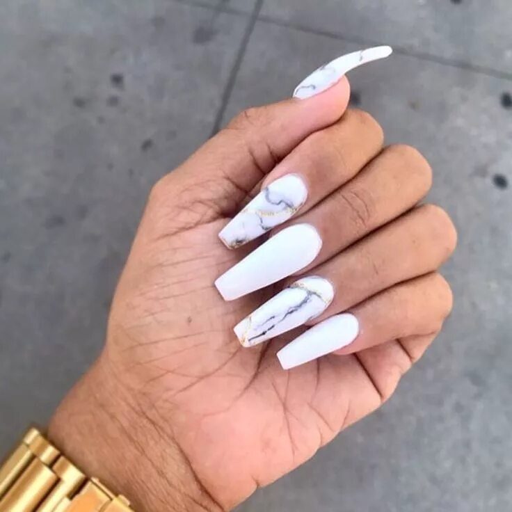 Красивый белый маникюр на длинные ногти Instagram post by The Nail Trap ™ x Real Silk ™ * Sep 18, 2017 at 6:27pm UTC Mar