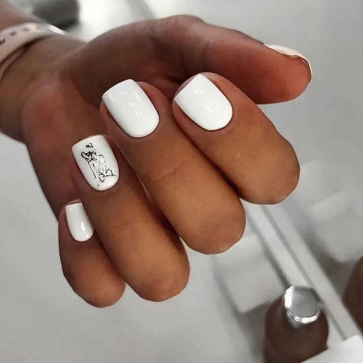 Красивый белый маникюр на коротких ногтях Pin de Anthonia Mathew en Nails (con imágenes) Uñas, Decoración de uñas, Decorac