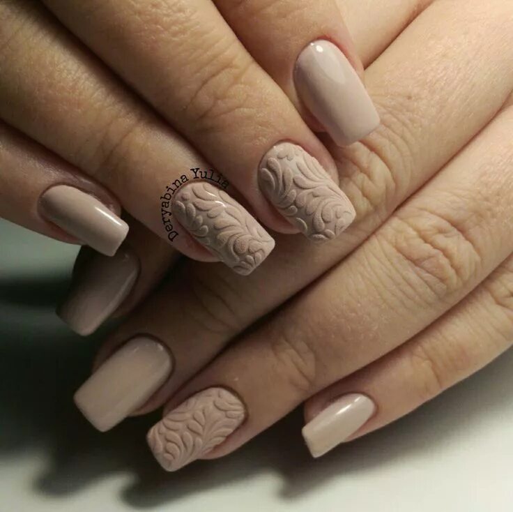 Красивый бежевый маникюр с дизайном ❤ kimskie Beige nails, Wedding nails, Nails