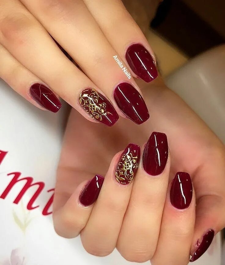 Красивый бордовый маникюр с дизайном фото Beautiful Nail Arts to Copy DarlingNaija in 2019 Nail designs, Burgundy nail des