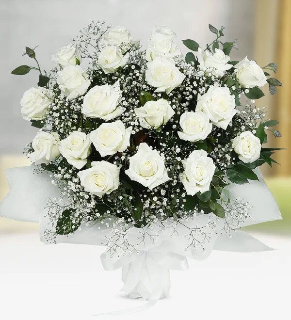 Красивый букет белый фото Send flowers Turkey, 21 White Roses Bouquet from 17USD