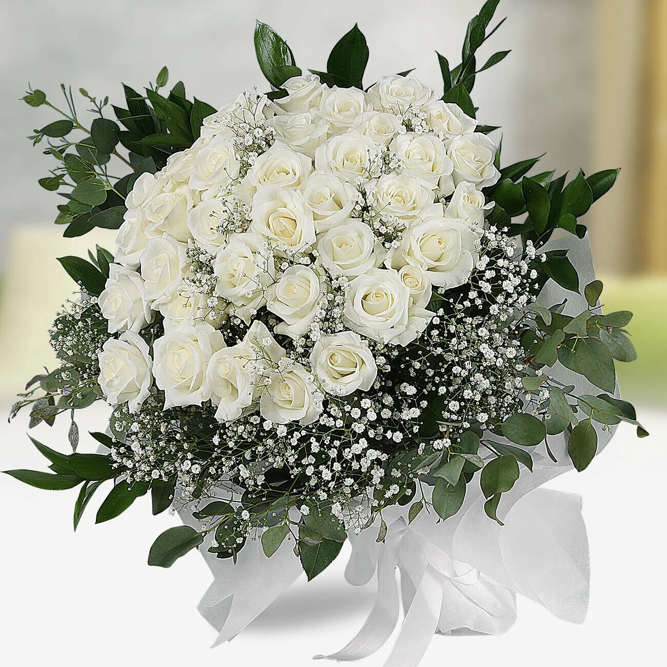 Красивый букет из белых роз фото Send flowers Turkey, 41 White Roses from 29USD