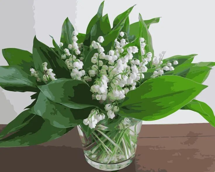 Красивый букет ландышей фото MaHuaf-j033 Painting by numbers flowers Lily of the valley DIY oil Hand-painted 