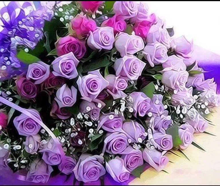 Красивый букет с пожеланием женщине картинки Lilac colored roses! Gorgeous! Purple roses, Flowers, Rose