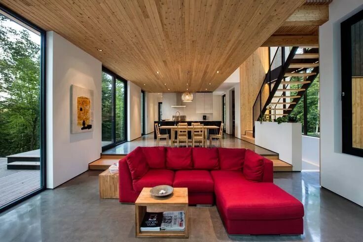 Красивый частный дом внутри фото 002-la-chassegalerie-thellend-fortin-architectes Ide dekorasi rumah, Rumah, Deko