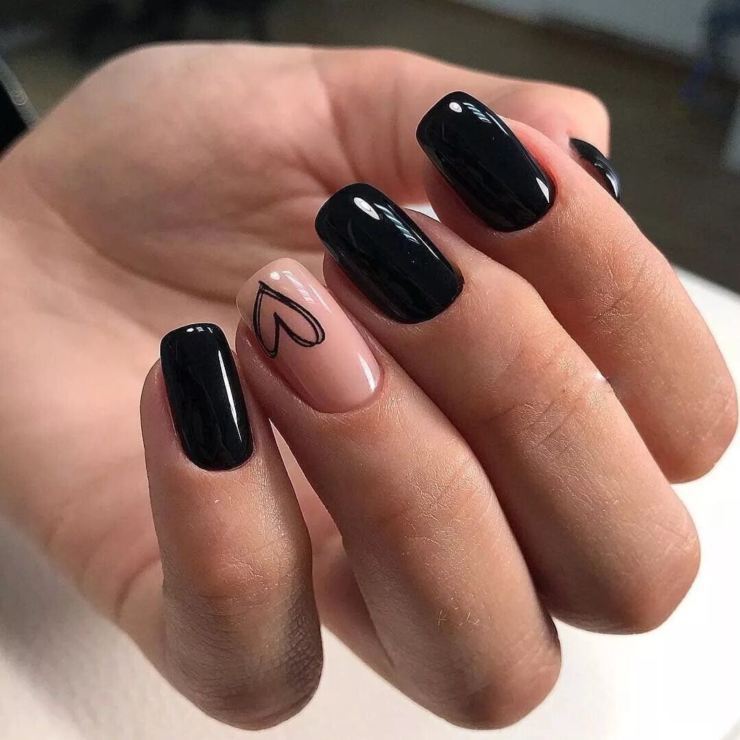 Красивый черный дизайн ногтей фото Pin on Tırnak tasarımı Short square nails, Stylish nails, Square nail designs