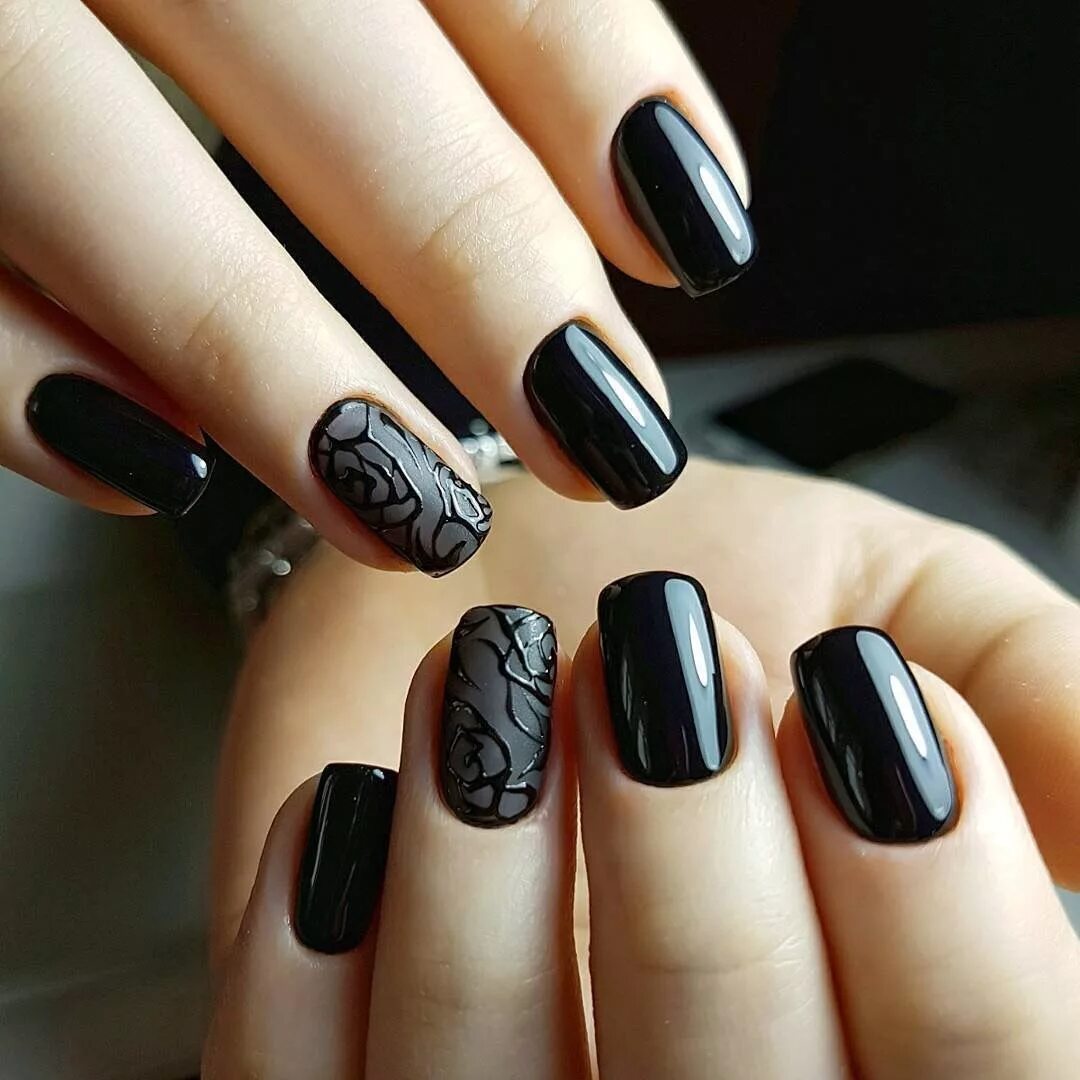 Красивый черный дизайн ногтей фото Pin on Маникюр Nail art manicure, Nail art, Black nail art