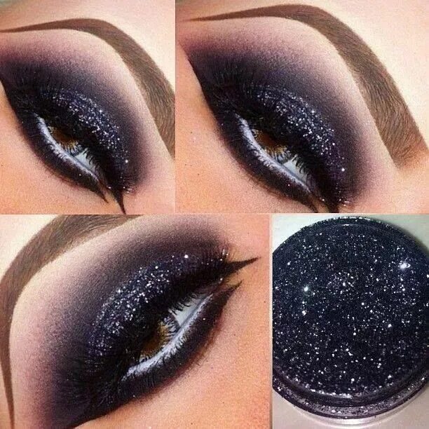 Красивый черный макияж глаз Ahumado con glitter... Maquillaje de ojos ahumados, Sombras de ojos, Maquillaje 