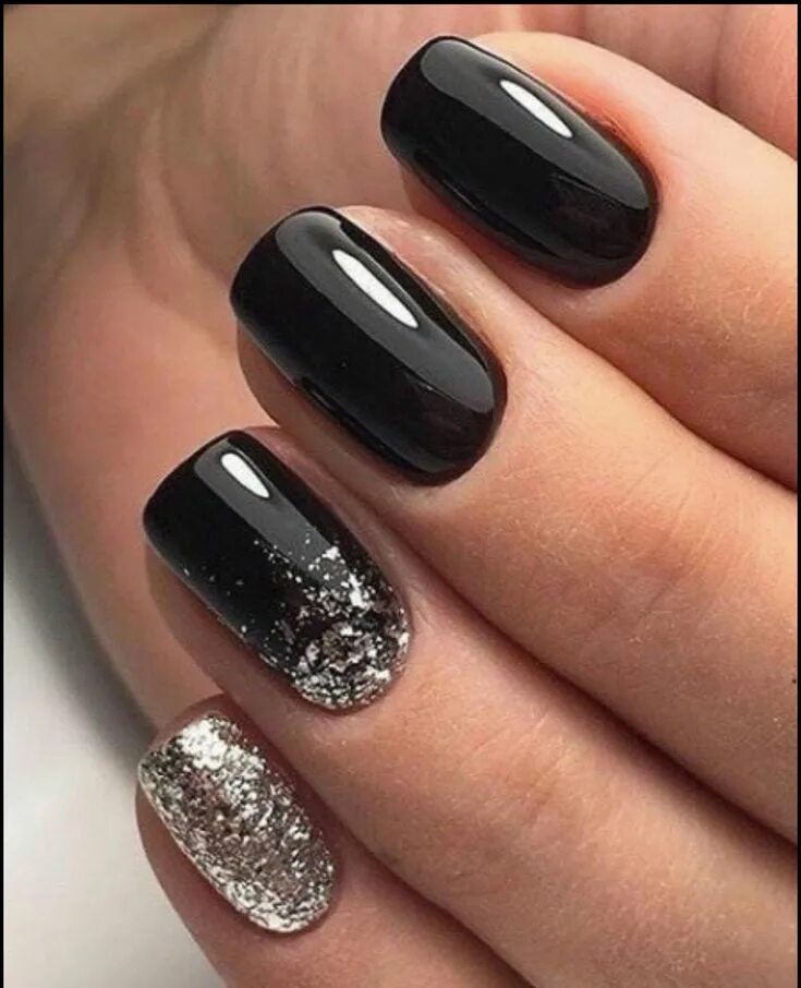 Красивый черный маникюр Pin on Маникюр Gel nails, Nail colors, Nail polish