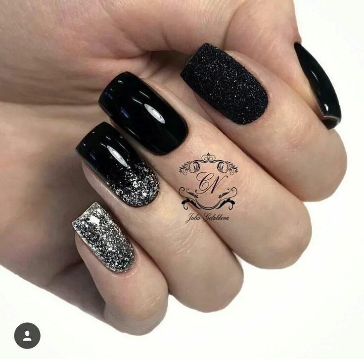 Красивый черный маникюр на квадратных ногтях Ногти panosundaki Pin