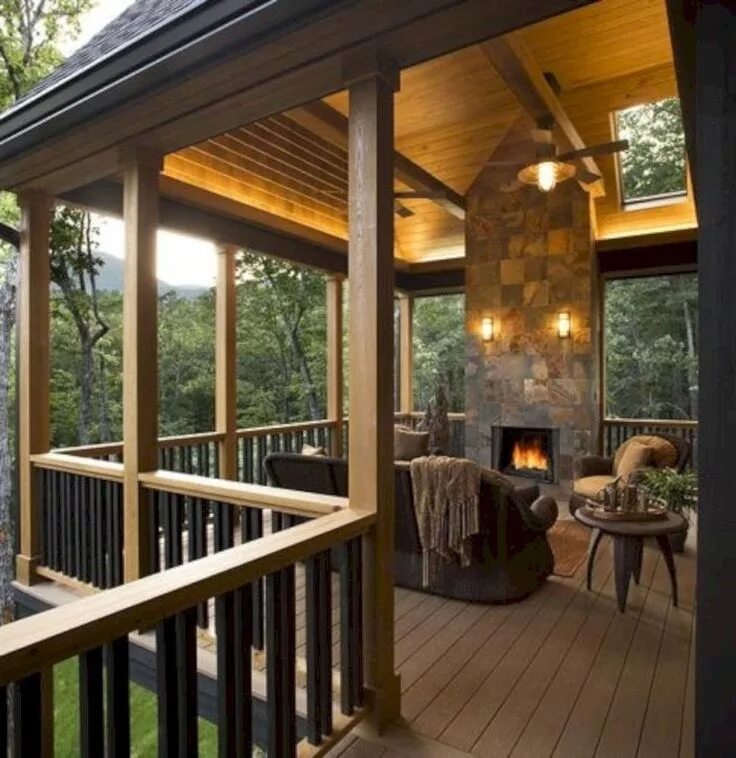 Красивый дачный домик с террасой реальное фото 8 Ways To Have More Appealing Screened Porch Deck House design, Outdoor living, 