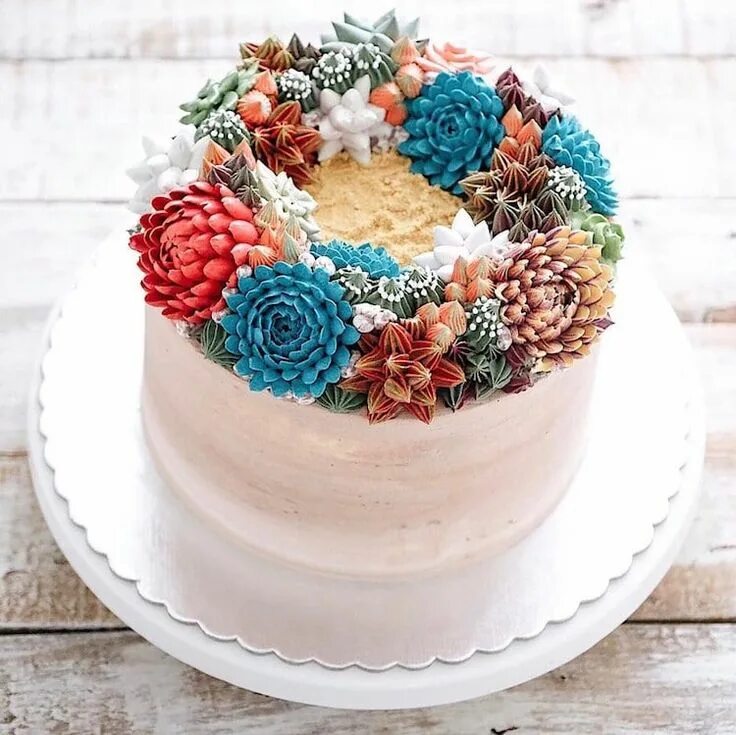 Красивый декор торта Pin by CJH on Cakes in 2020 Succulent cake, Flower cake, Cake decorating