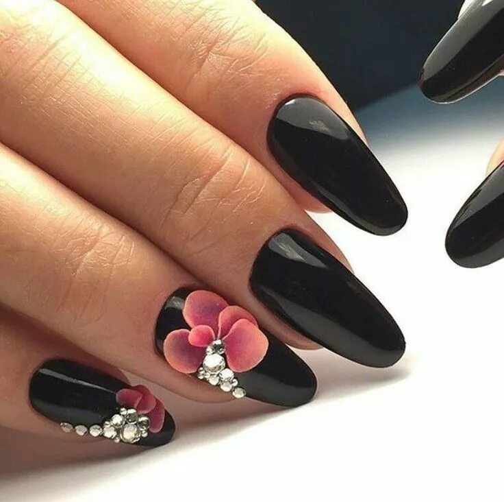 Красивый дизайн черных ногтей фото Pin by Raky AG on Nails Nail art designs, Fashion nails, Floral nails