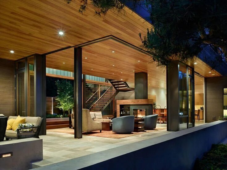 Красивый дизайн дома Courtyard House на берегу залива в Сиэтле House design, Courtyard house, House s
