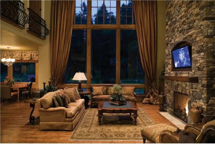 Красивый дизайн гостиной в доме 19 Stunning Rustic Living Rooms With Charming Stone Fireplace Living room decor 