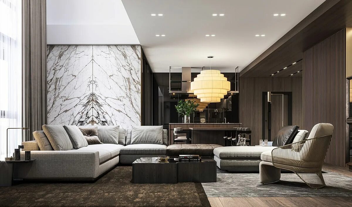 Красивый дизайн интерьера Pechersk Hills Residence Apartment on Behance Luxury living room decor, Luxury l