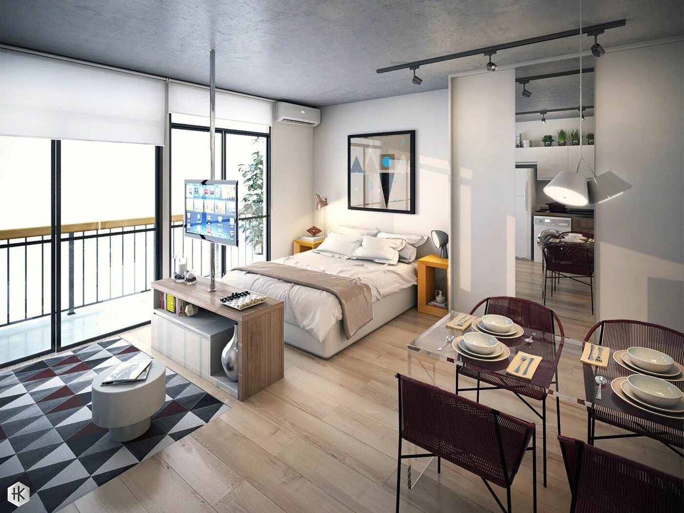 Красивый дизайн квартиры студии 5 Small Studio Apartments With Beautiful Design Small apartment interior, Small 