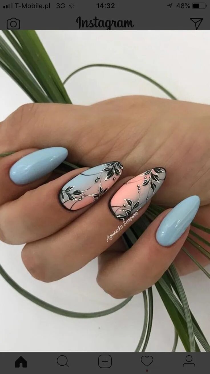 Красивый дизайн маникюра 2020 лето Pin by Magdalena Sk on Paznokcie Feather nails, Nail art designs, Pretty nails