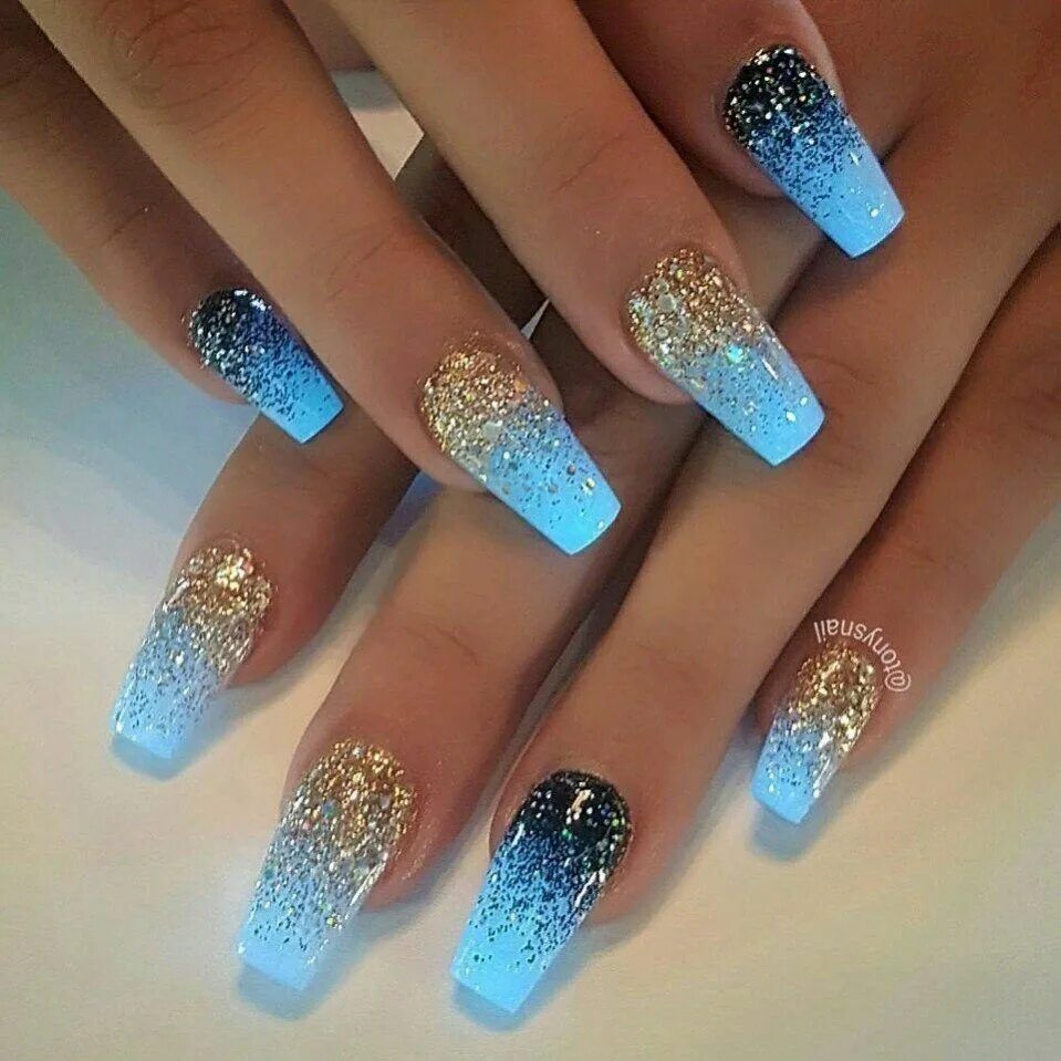 Красивый дизайн маникюра с блестками Одноклассники Stylish nails, Gel nails, Nail designs glitter
