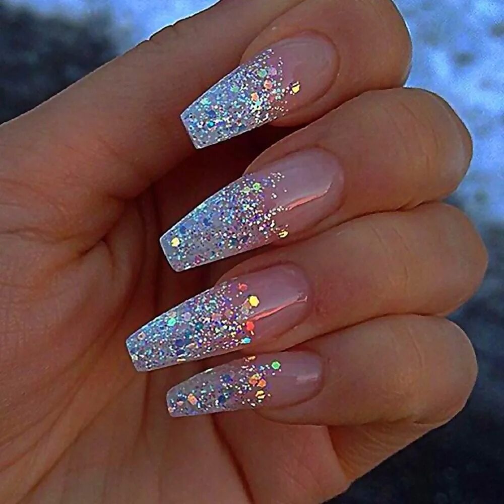 Красивый дизайн маникюра с блестками Shining Nail Art Glitter Glitter tip nails, Coffin nails designs, Ombre acrylic 