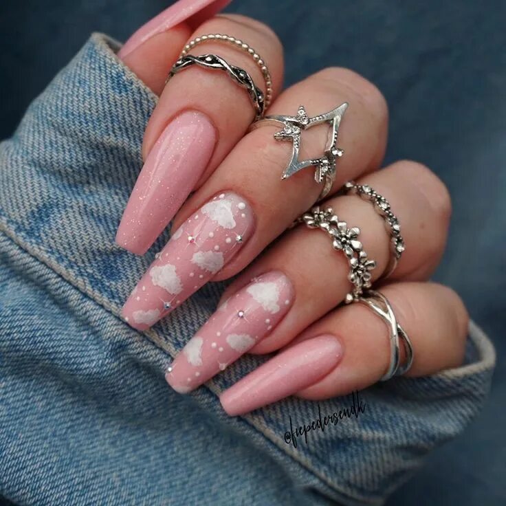 Красивый дизайн на длинные ногти Pin by Beth Arnett on Nails Pink acrylic nails, Coffin shape nails, Classy nail 