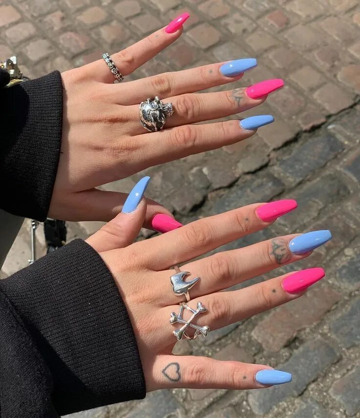 Красивый дизайн на длинные ногти ✔ Nail Acrylic Blue Pink #nailsofelpaso #acryilicnails #nailsofinstsgram #Herbst