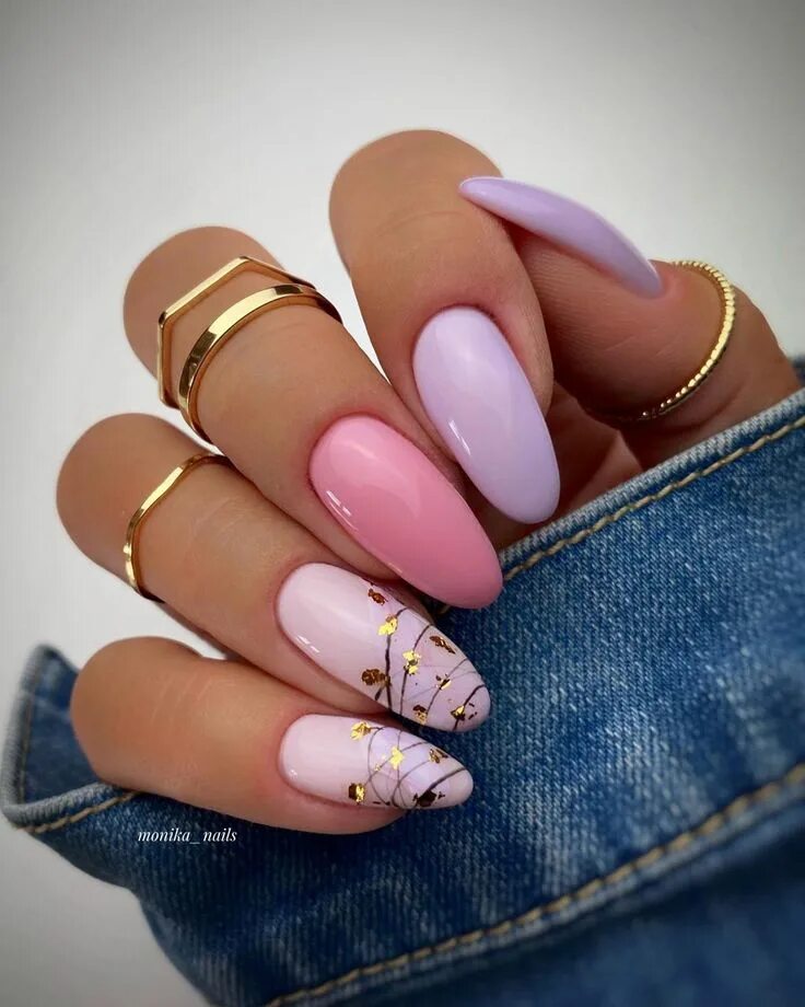 Красивый дизайн ногтей 2024 Another pastel stylization using three shades @semilac extend 5in1 80 ... Дизайн