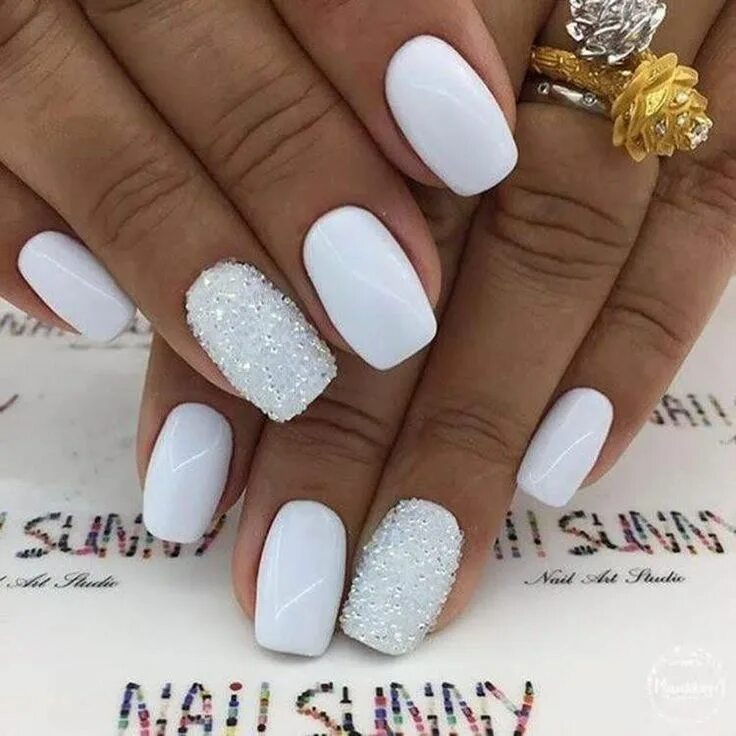 Красивый дизайн ногтей фото белый 40+ design de Unhas para noivas - wedding blog brasil White acrylic nails, Squar