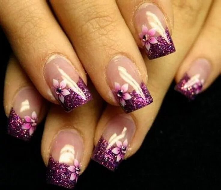 Красивый дизайн ногтей фото картинки Easy Cute Gel Nail Design Ideas 2013 Purple gel nails, Purple nail art, Purple n
