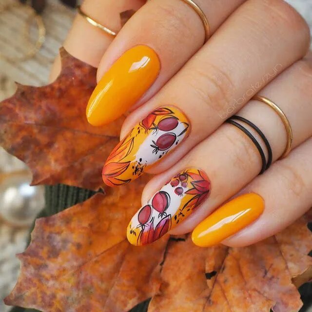 Красивый дизайн ногтей на осень Musztardowe paznokci + jesienne zdobienia Nails Company (barbrafeszyn - blog o p