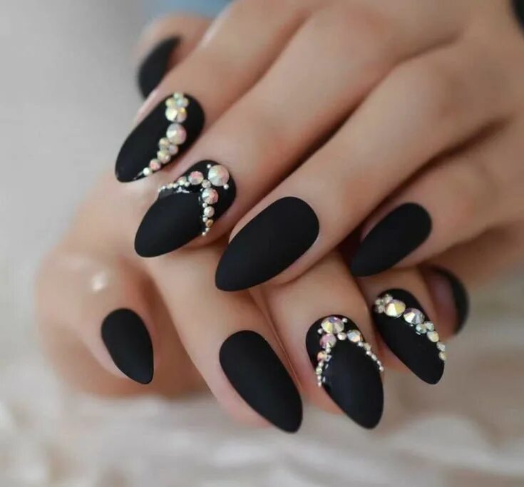 Красивый дизайн ногтей новинки черный Best 60 Diamond Nails: Shine Bright Like a Diamond Black nail designs, Black nai