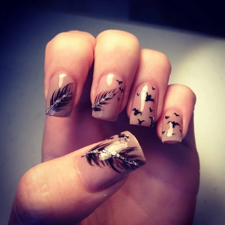 Красивый дизайн ногтей с рисунком The most beautiful and intricate nails ever! #nuetral #birds #feathers #gorgeous